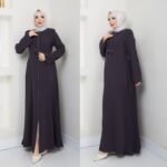 Casual Pleated Abaya with Front Zipper